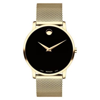 MOVADO 腕時計 SS ブラック文字盤 （針、12時位置ドットゴールド